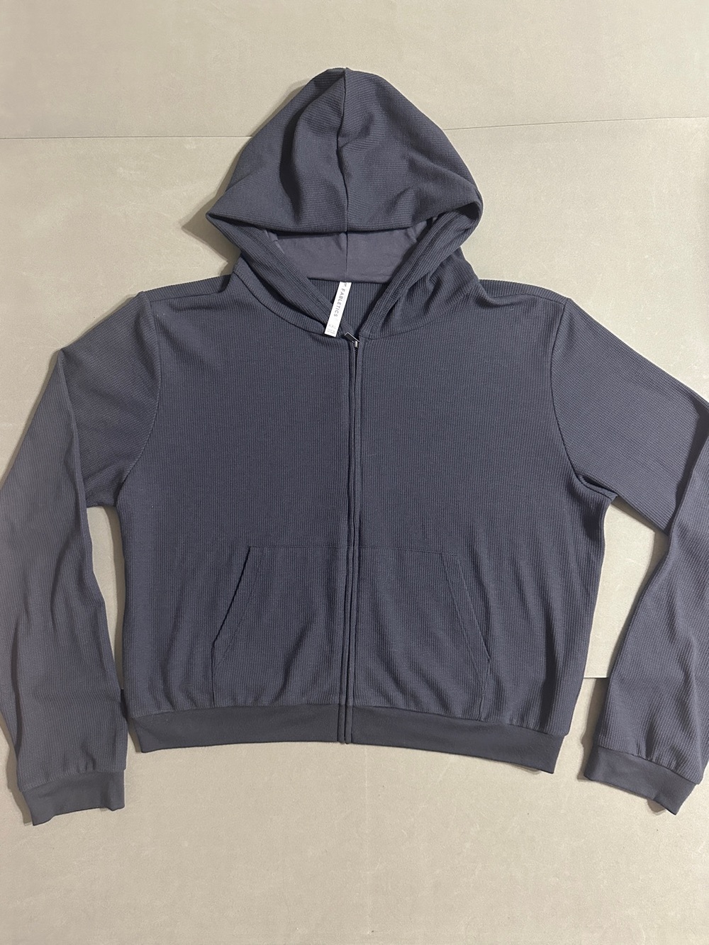 Fabletics Waffle cropped Zip-Up Hoodie Jacket Dark Grey- XXL